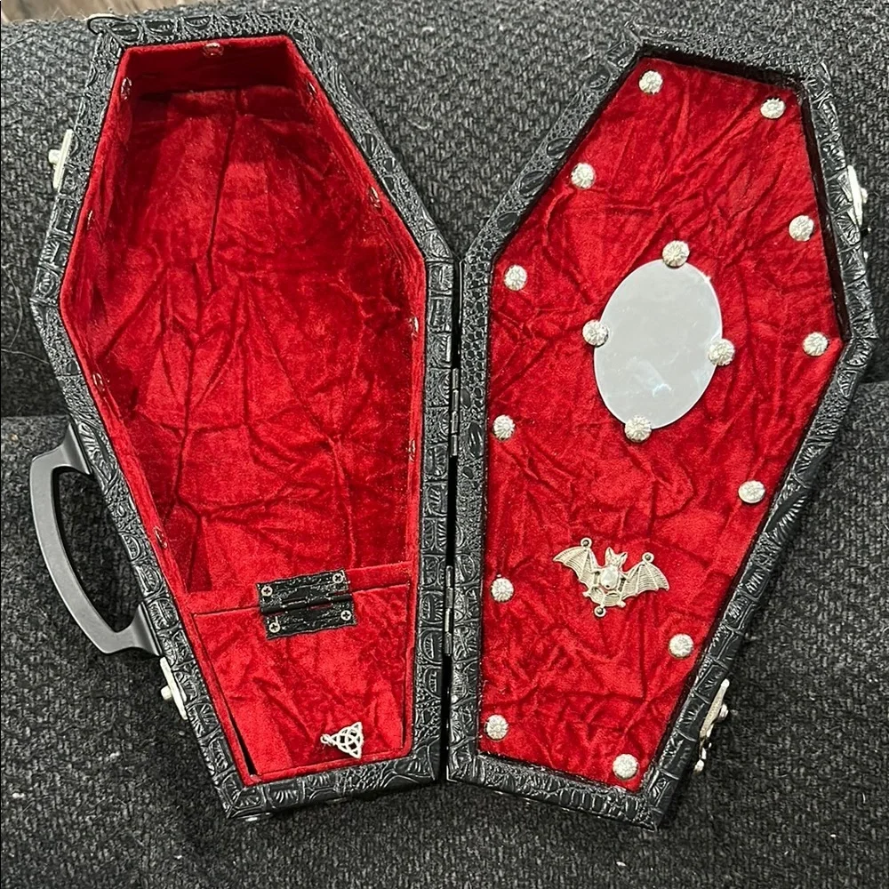 Gothic Black Coffin Bag HANDMADE AND ONE OF A KIND COFFIN PURSES - Picture 3 of 8